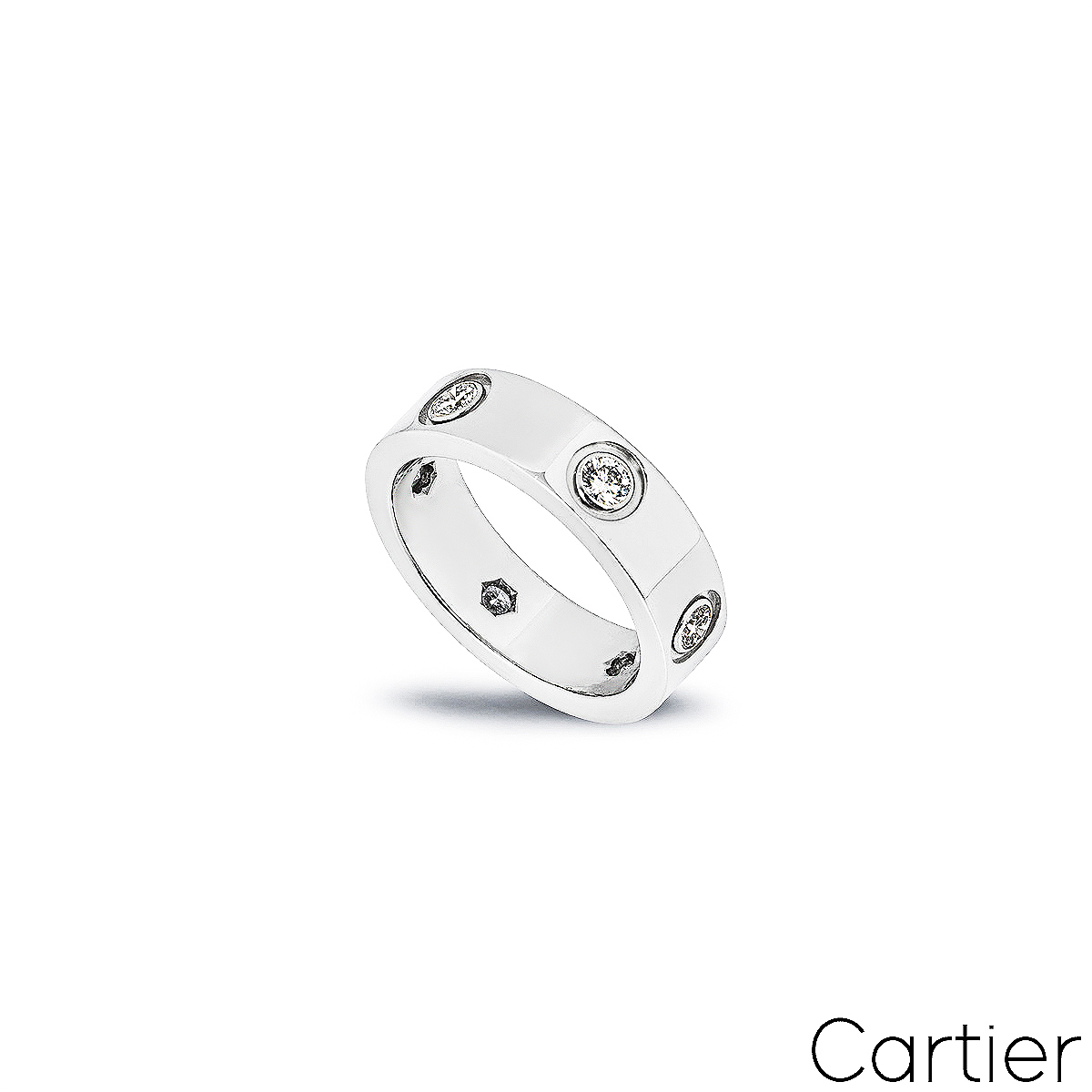 Cartier White Gold Full Diamond Love Ring Size 50 B4026000
